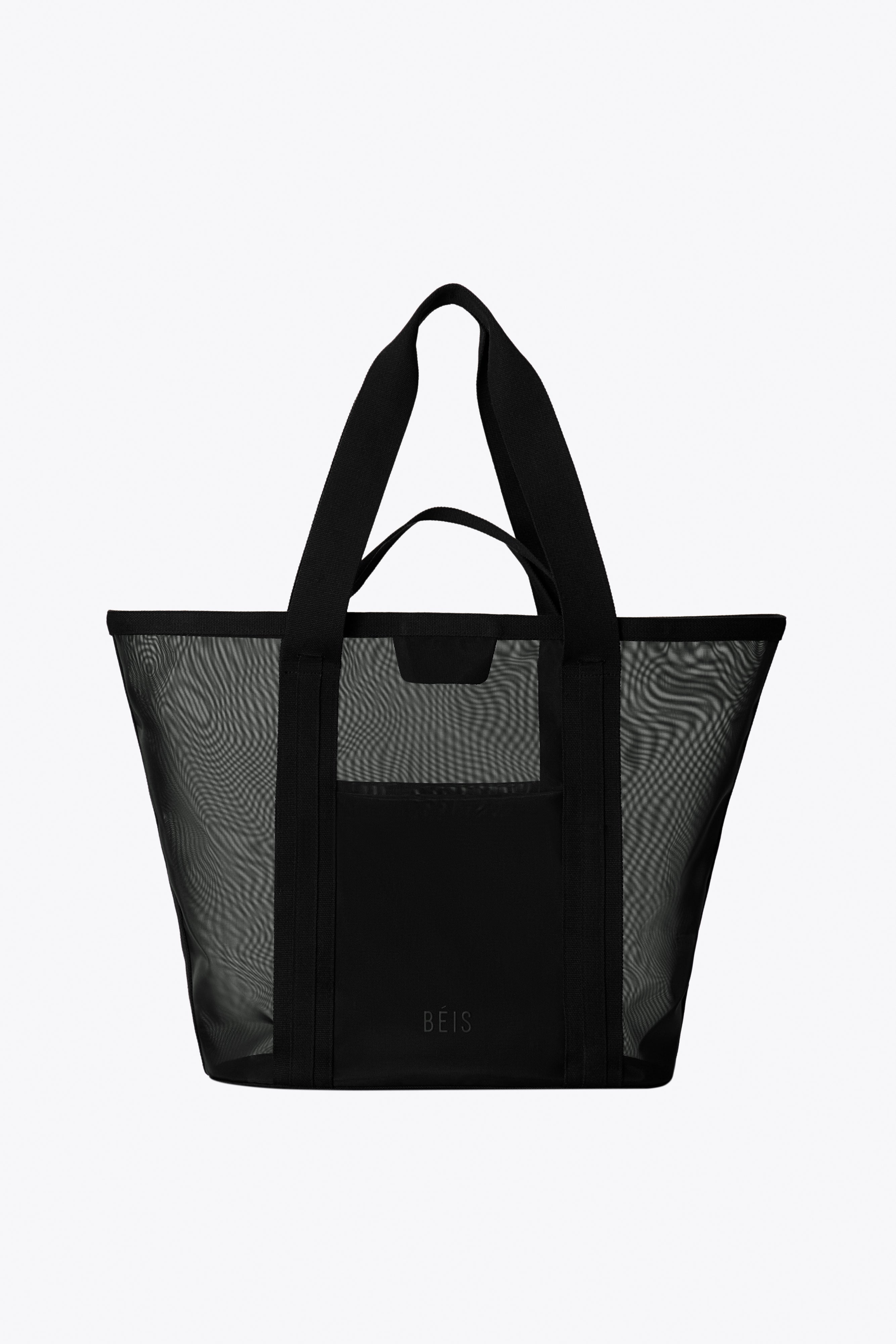 best tote bag for european travel BÉIS 'The Mesh Beach Tote' in Black