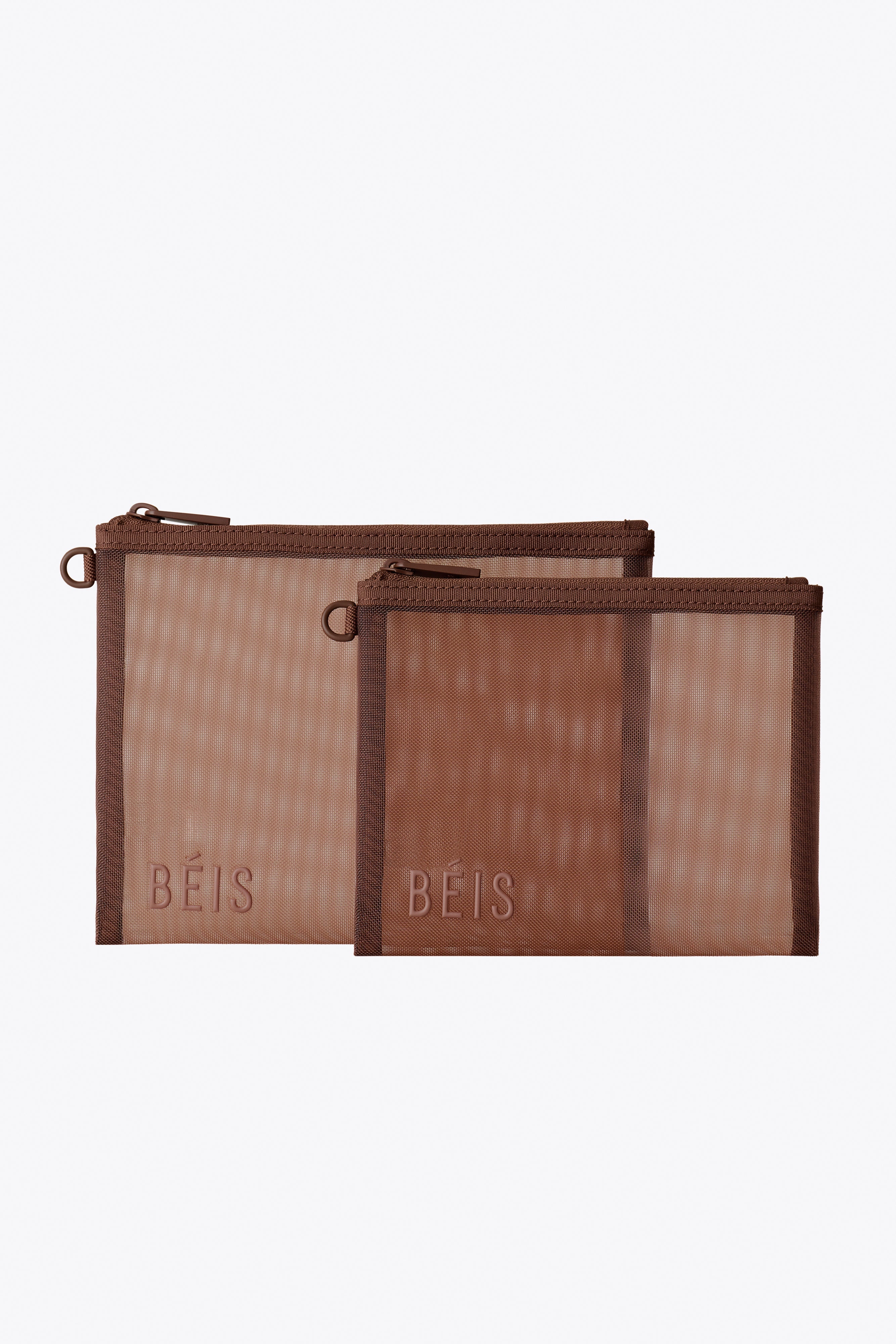 BÉIS 'The Mesh Pouch Duo' in Maple - Mesh Travel Bags With