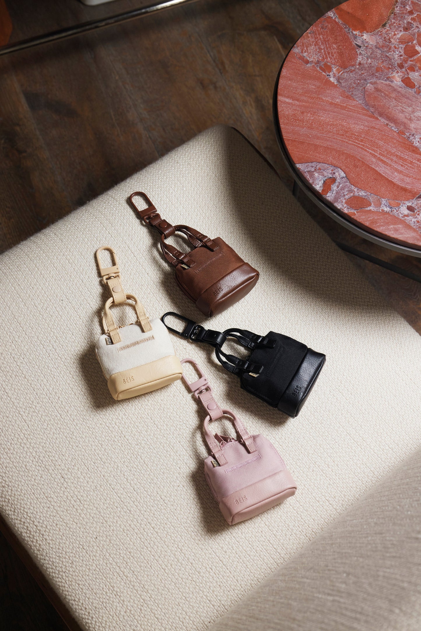 The Micro Weekender Charm in Beige