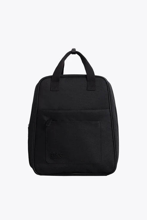 black leather expandable backpack BÉIS 'The Expandable Backpack' in Black