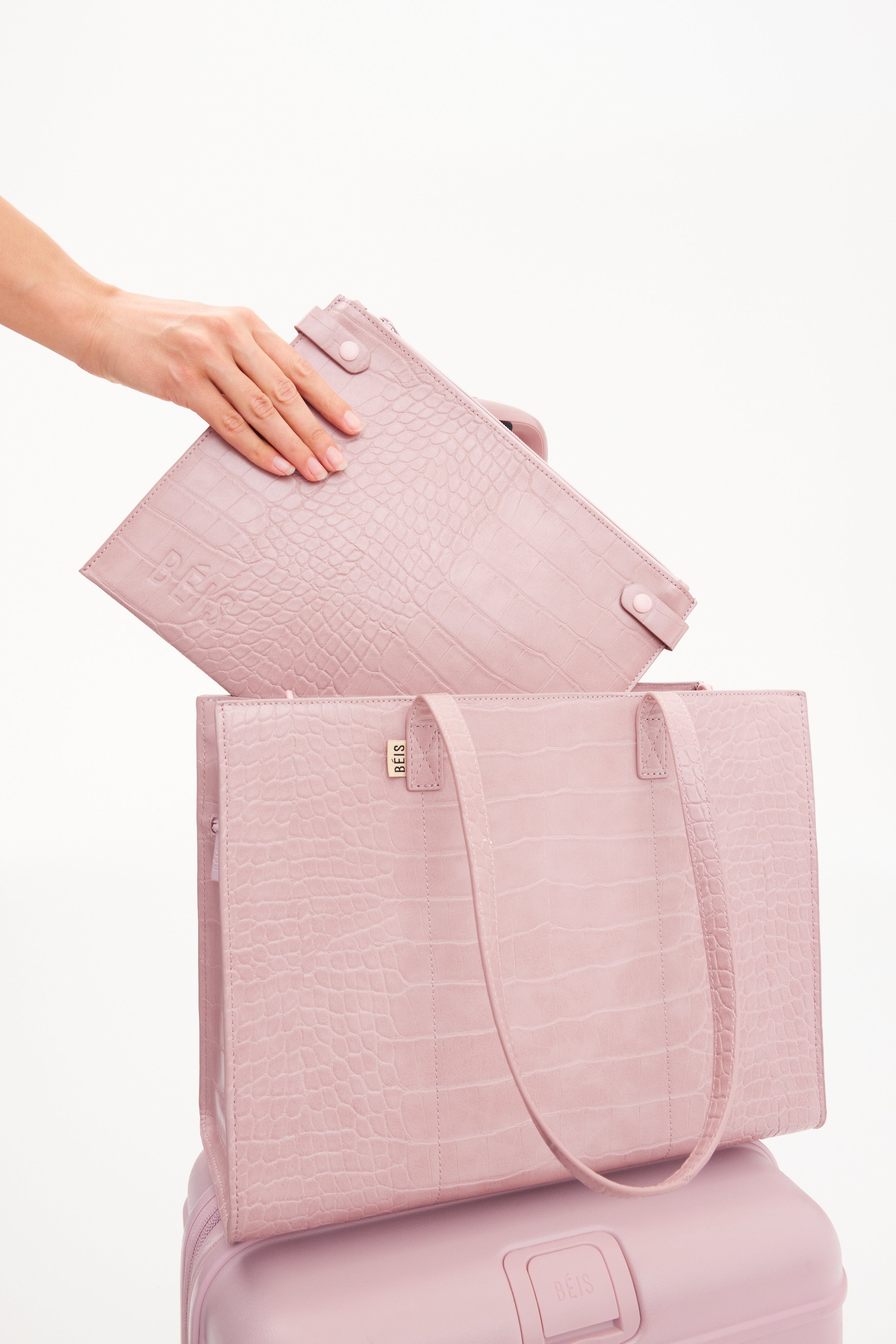 BÉIS 'The Large Work Tote' in Atlas Pink - Large Pink Work Tote