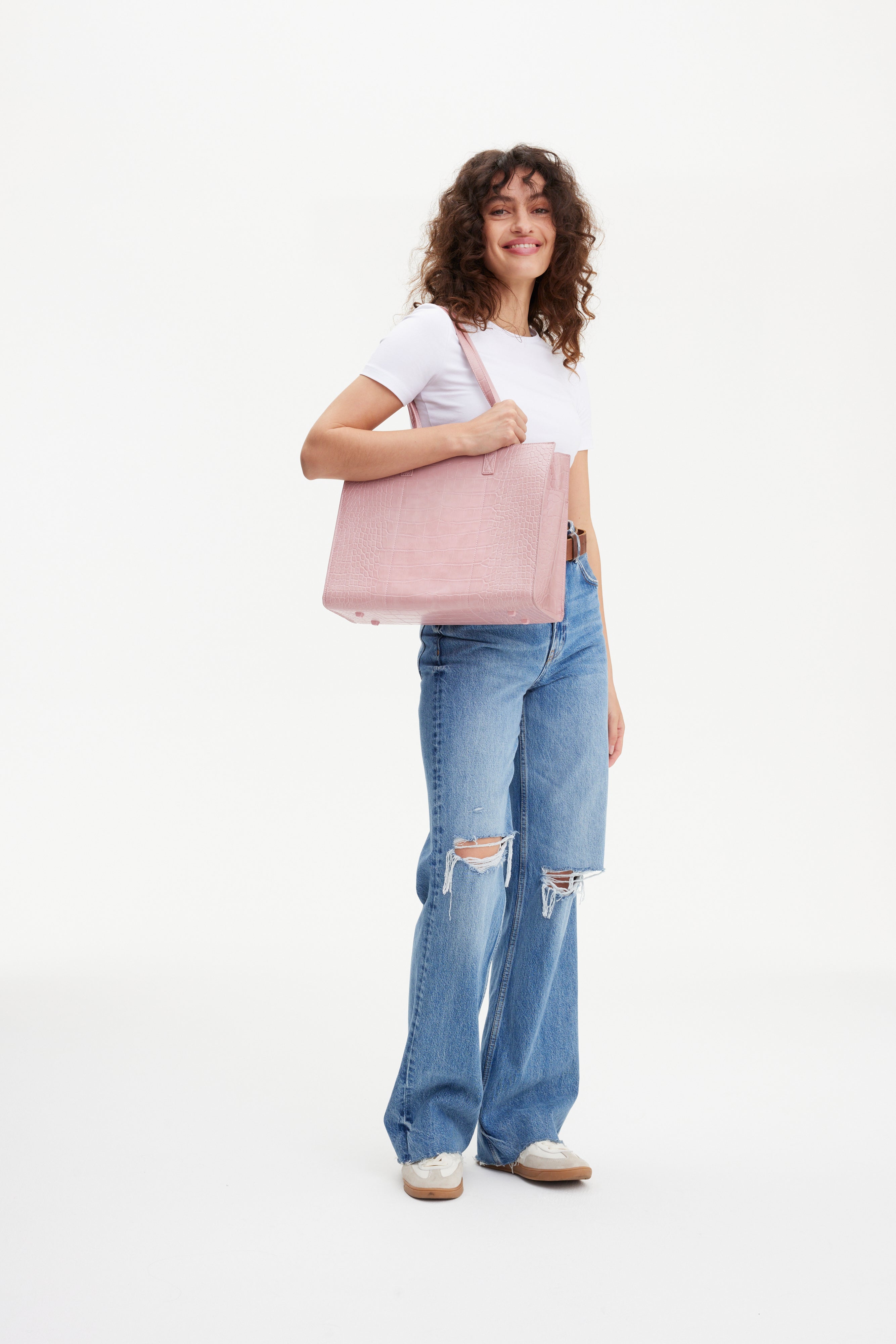 BÉIS 'The Work Tote' in Atlas Pink - Pink Laptop Tote Bag & Office