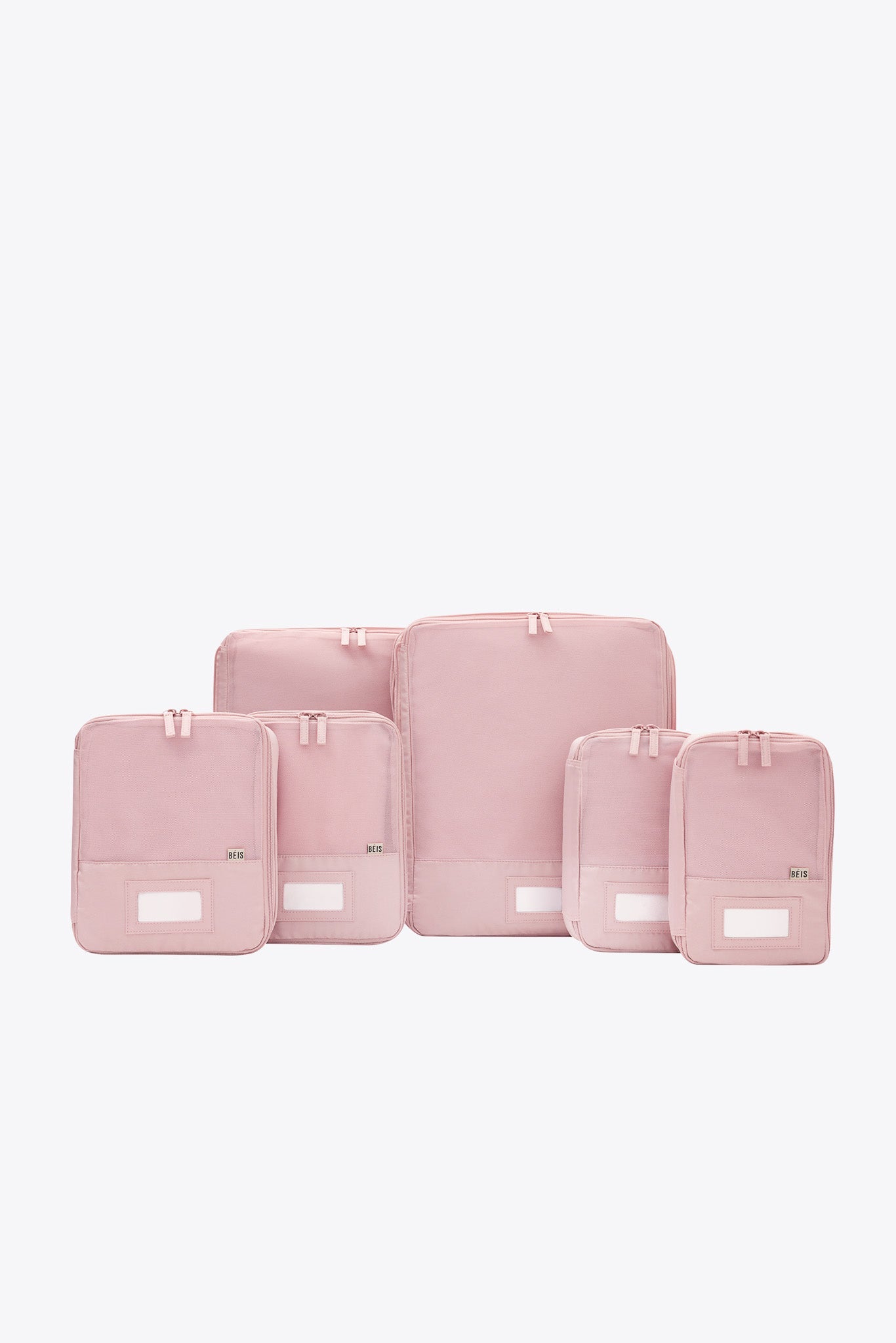 BÉIS 'The Compression Packing Cubes 6 pc' in Atlas Pink - 6 Piece Set Of Packing Compression Bags For Travel
