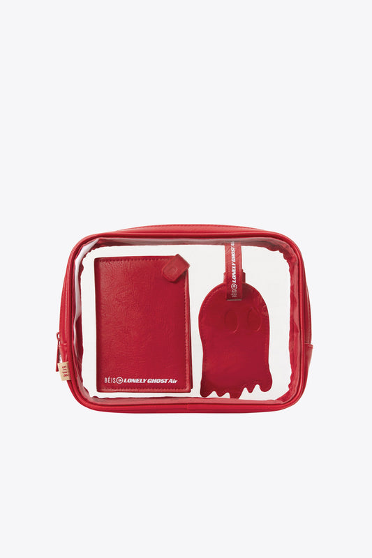 Set de passeports et d'étiquettes de bagages en Text Me Red
