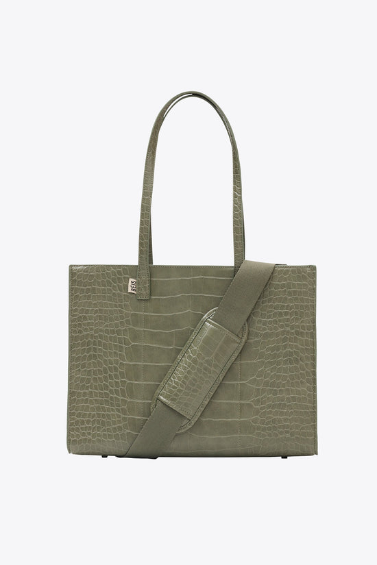 Fourre-tout de travail en croco olive