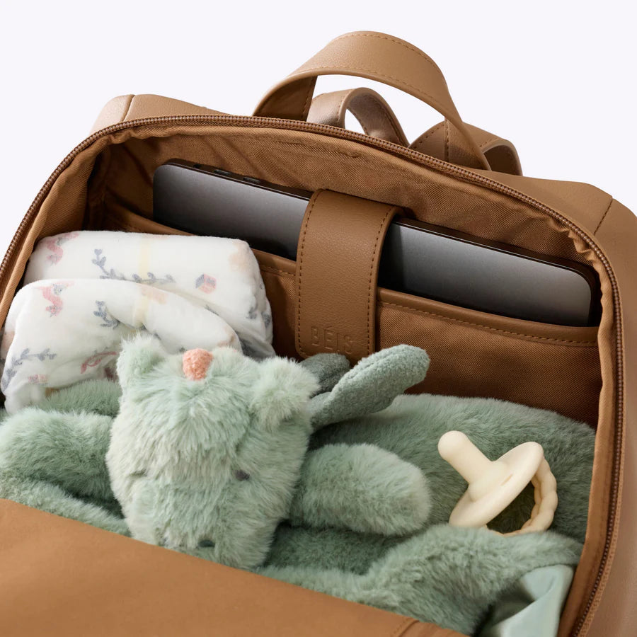 canvas leather diaper backpack Papyrus | Convertible in Forest Green | Waxed & Quick Errands Leader Canvas & Leather Backpack