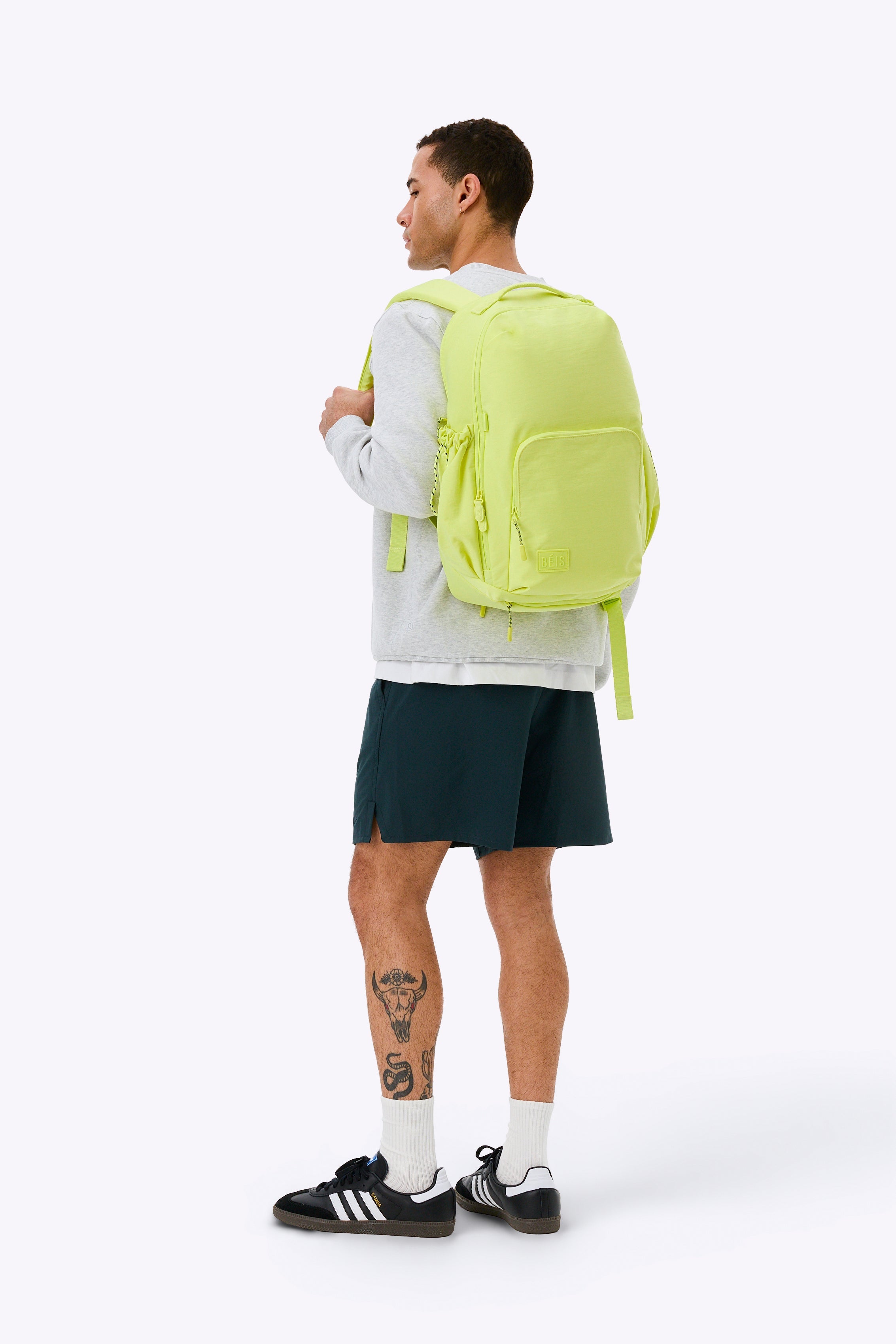 BÉIS 'The North To South Backpack' in Limone - Neon Gym Backpack
