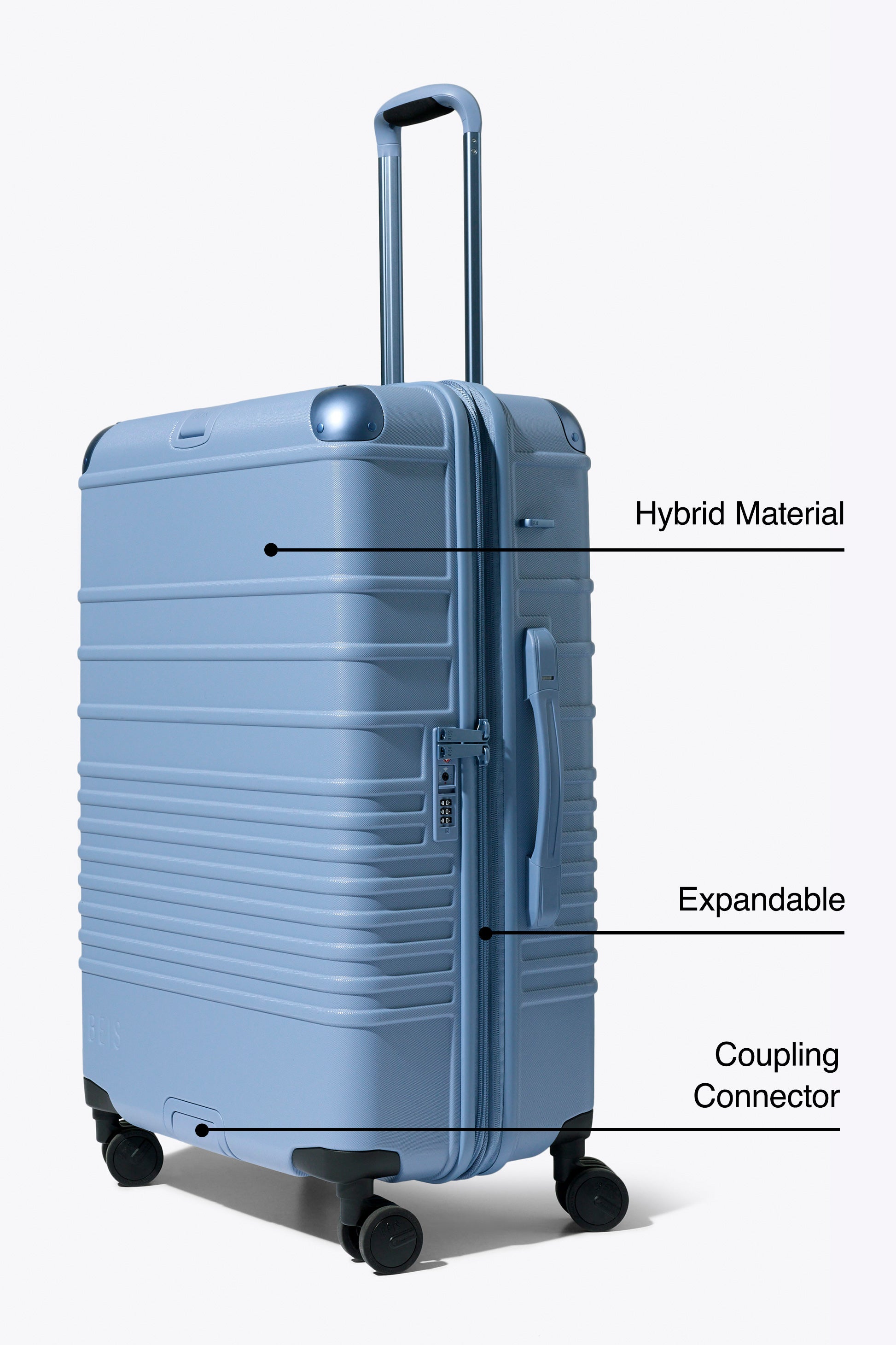 BÉIS 'The Hybrid Check-In Roller' in Dusty Blue - Blue Hybrid