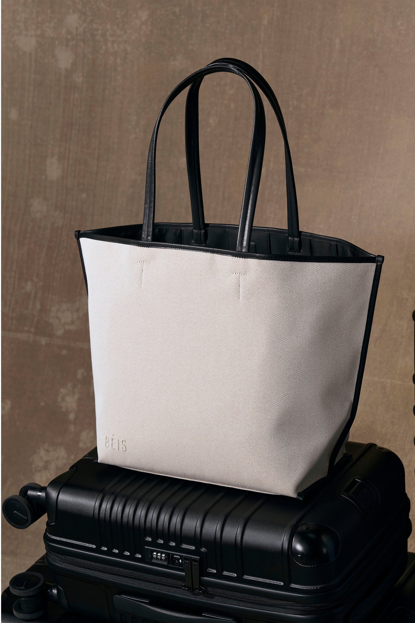 The Canvas and Leather Tote in Black