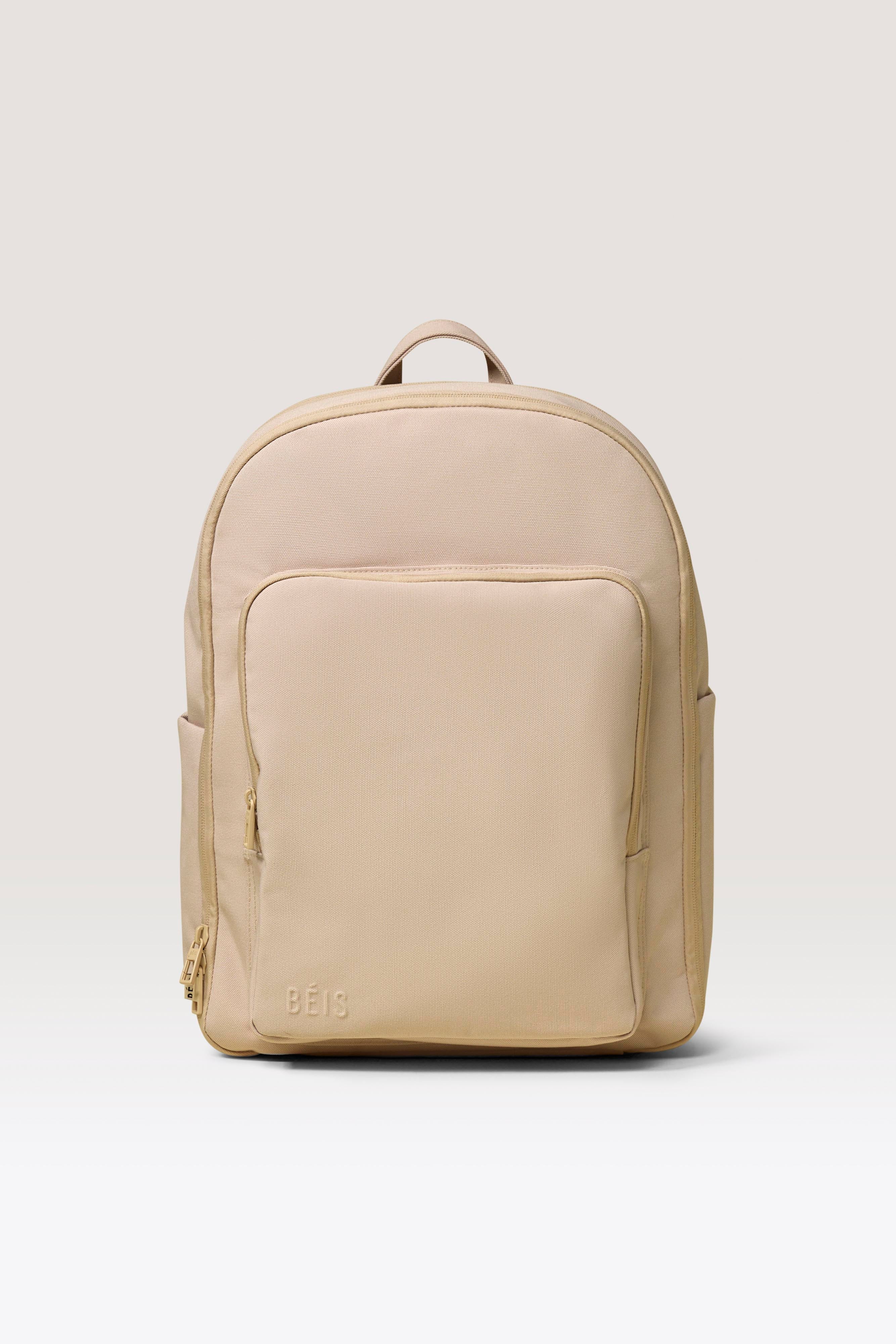 BÉIS 'The Backpack' in Beige - Beige Travel & Laptop Backpack