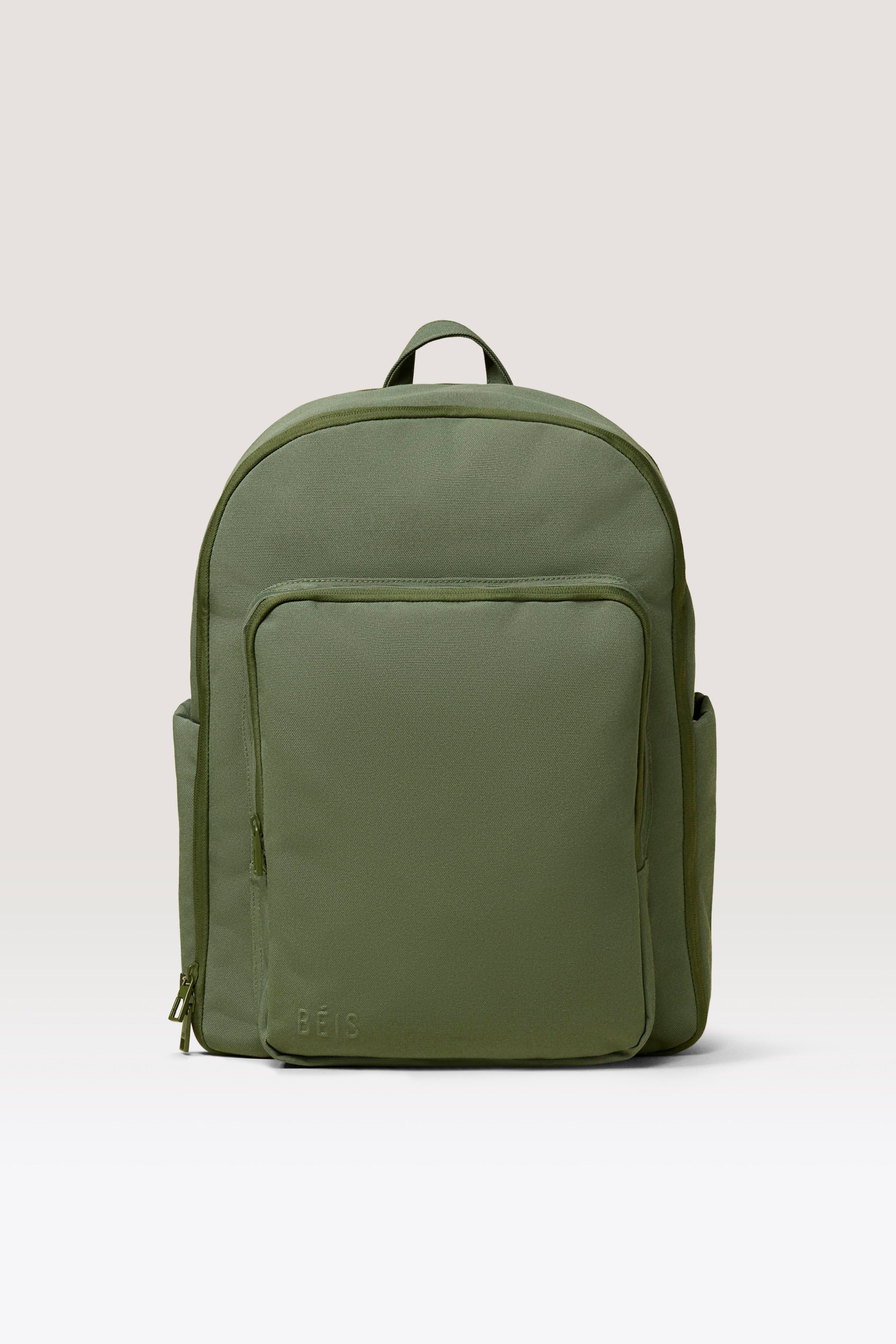 BÉIS 'The Backpack' in Olive - Green Travel & Laptop Backpack