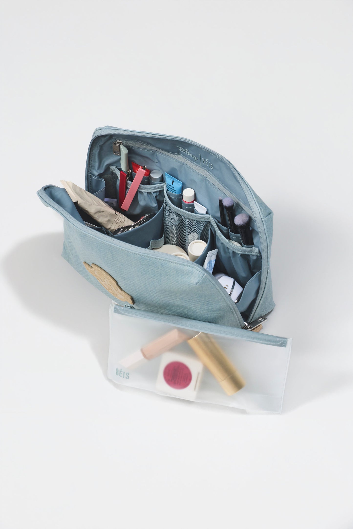 BÉIS 'The Disney Large Cosmetic Pouch ' in Blue Jeans