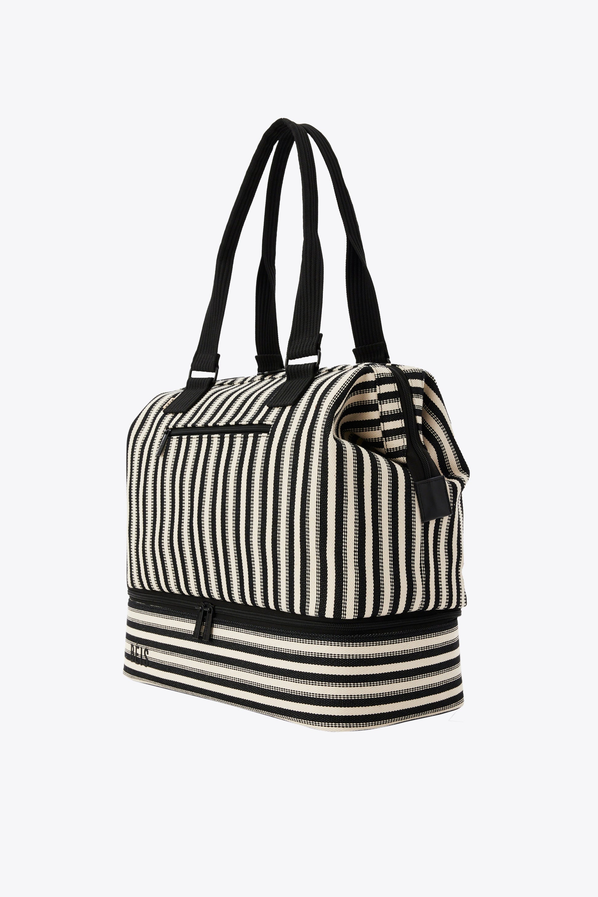 BÉIS 'The Mini Weekender' in Black Stripe Black Striped Small