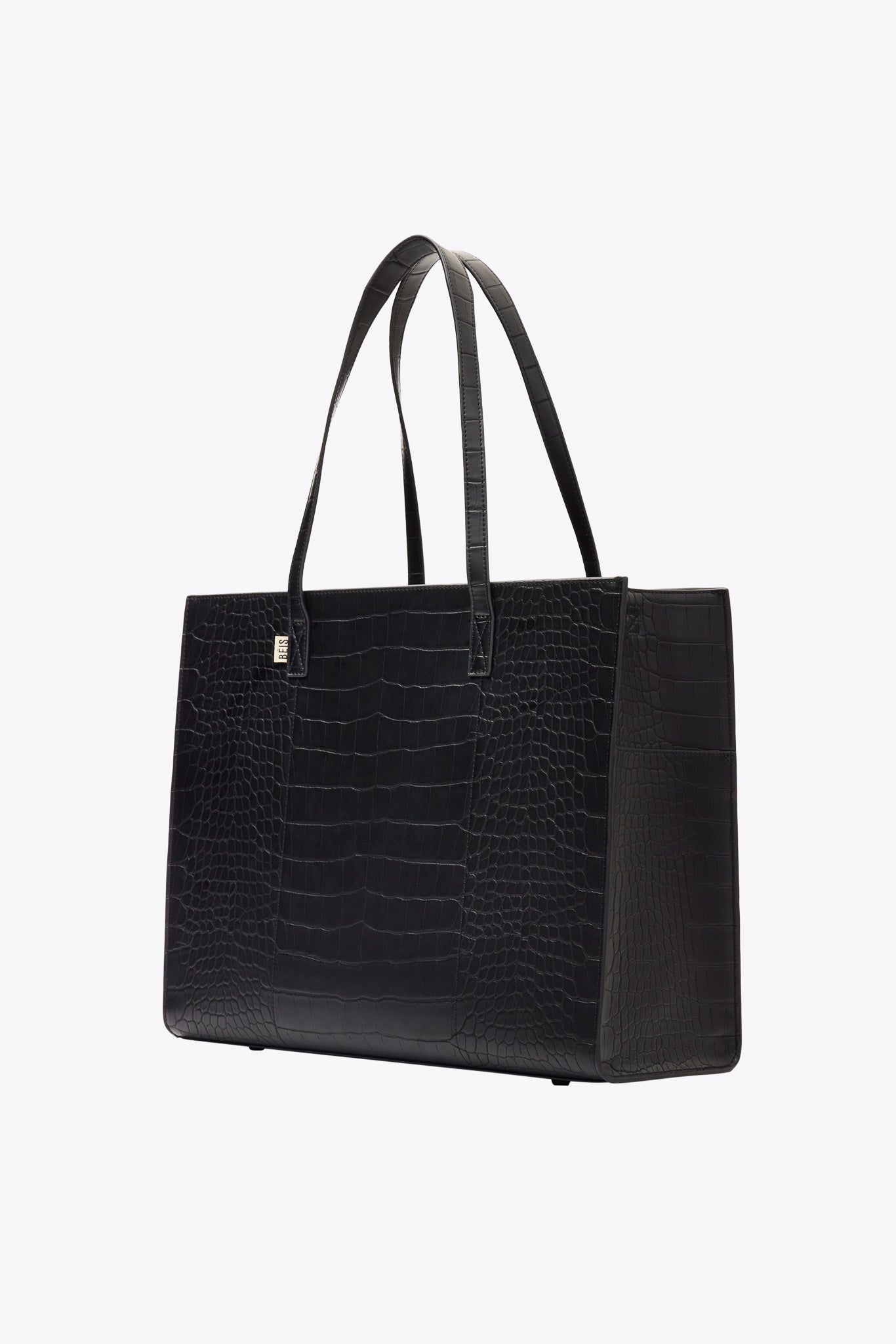 The Large Work Tote in Black Croc