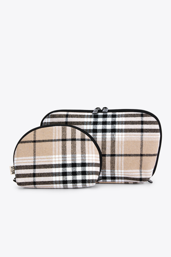 The Cosmetic Pouch Set in Plaid