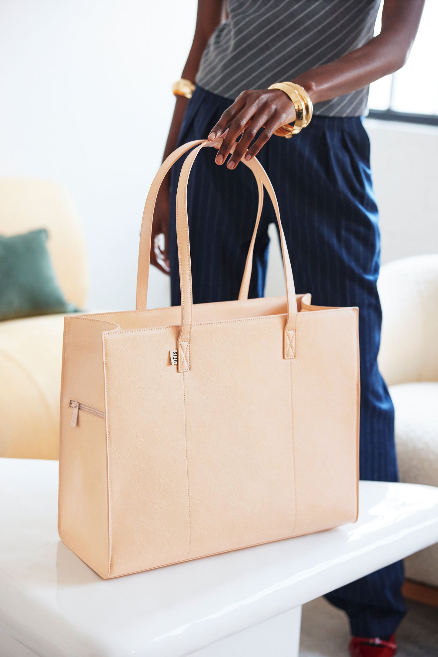 The Large Work Tote in Beige