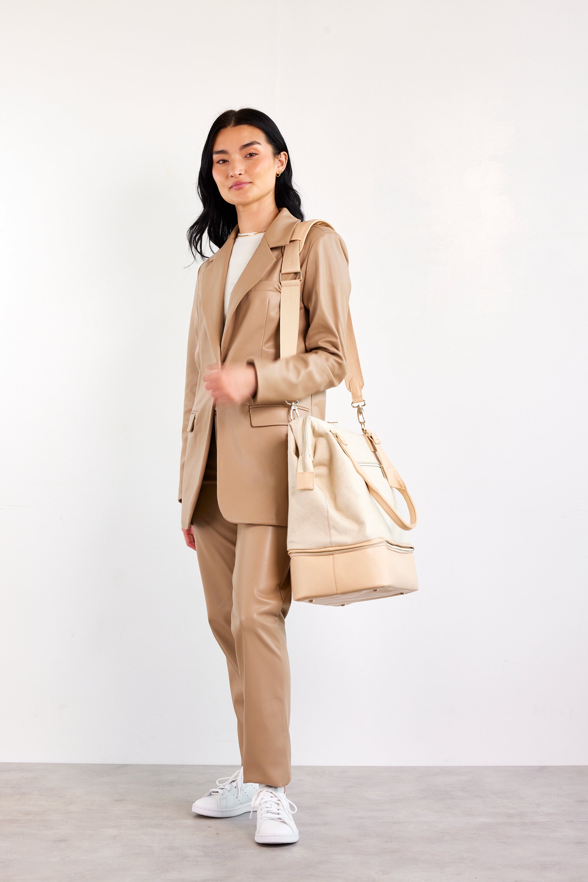 The convertible mini weekender in beige Clearance
