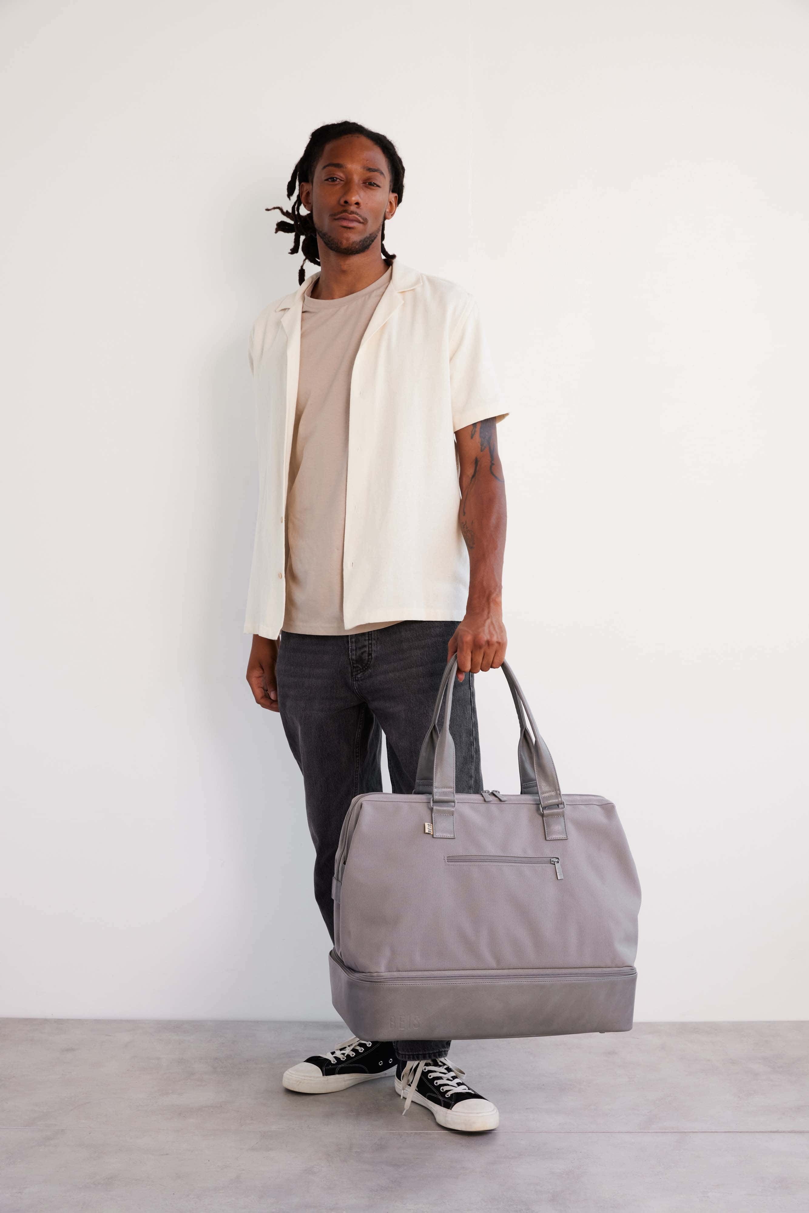 BÉIS 'The Weekender' in Grey - Grey Travel Bag & Duffle Bag