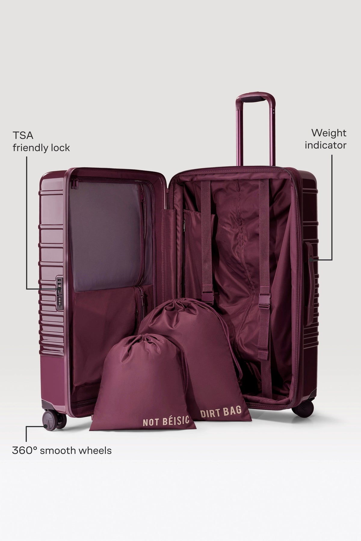 The Large Check-In Roller in Glossy Plum