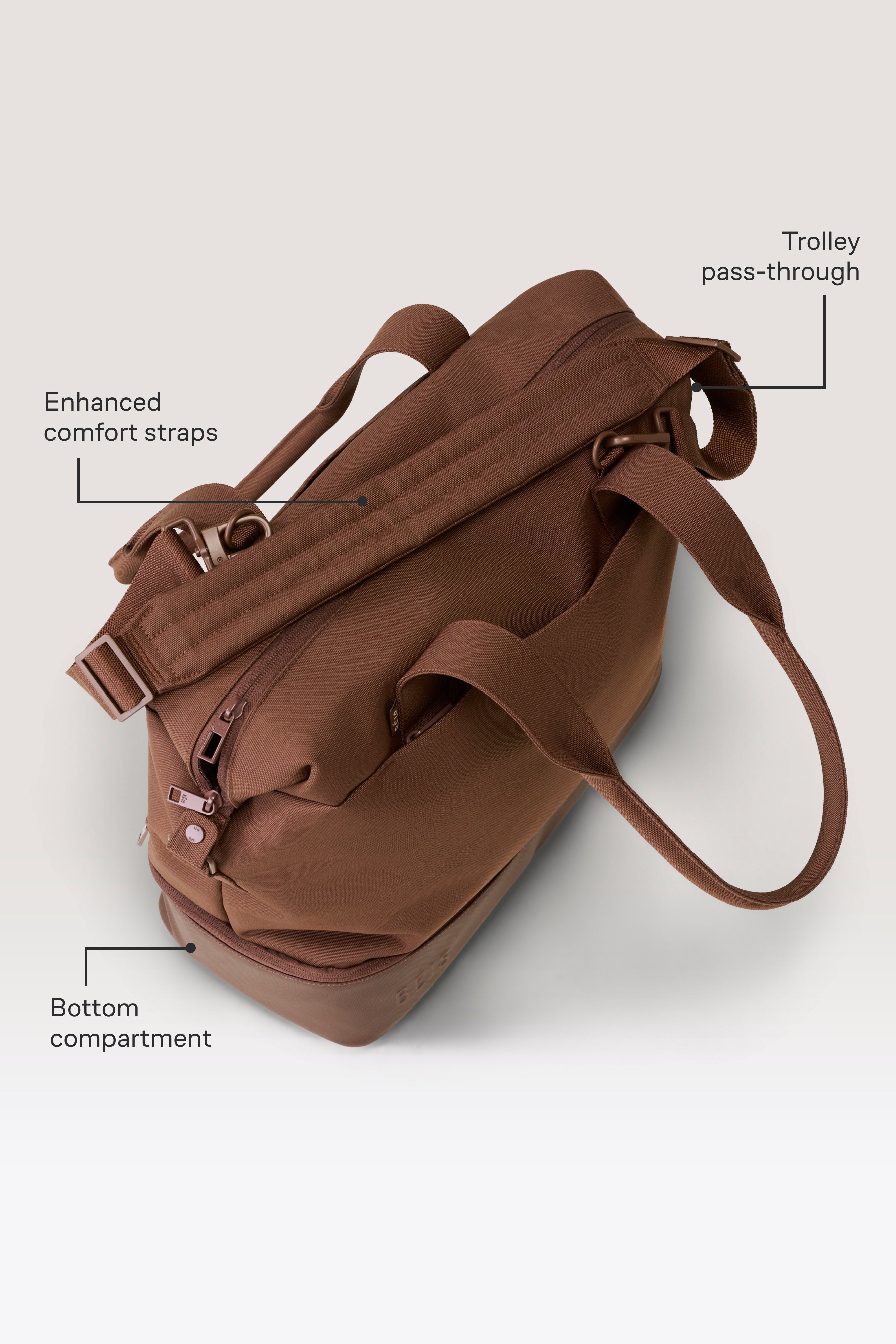 BÉIS 'The Mini Weekender' in Maple - Small Brown Overnight