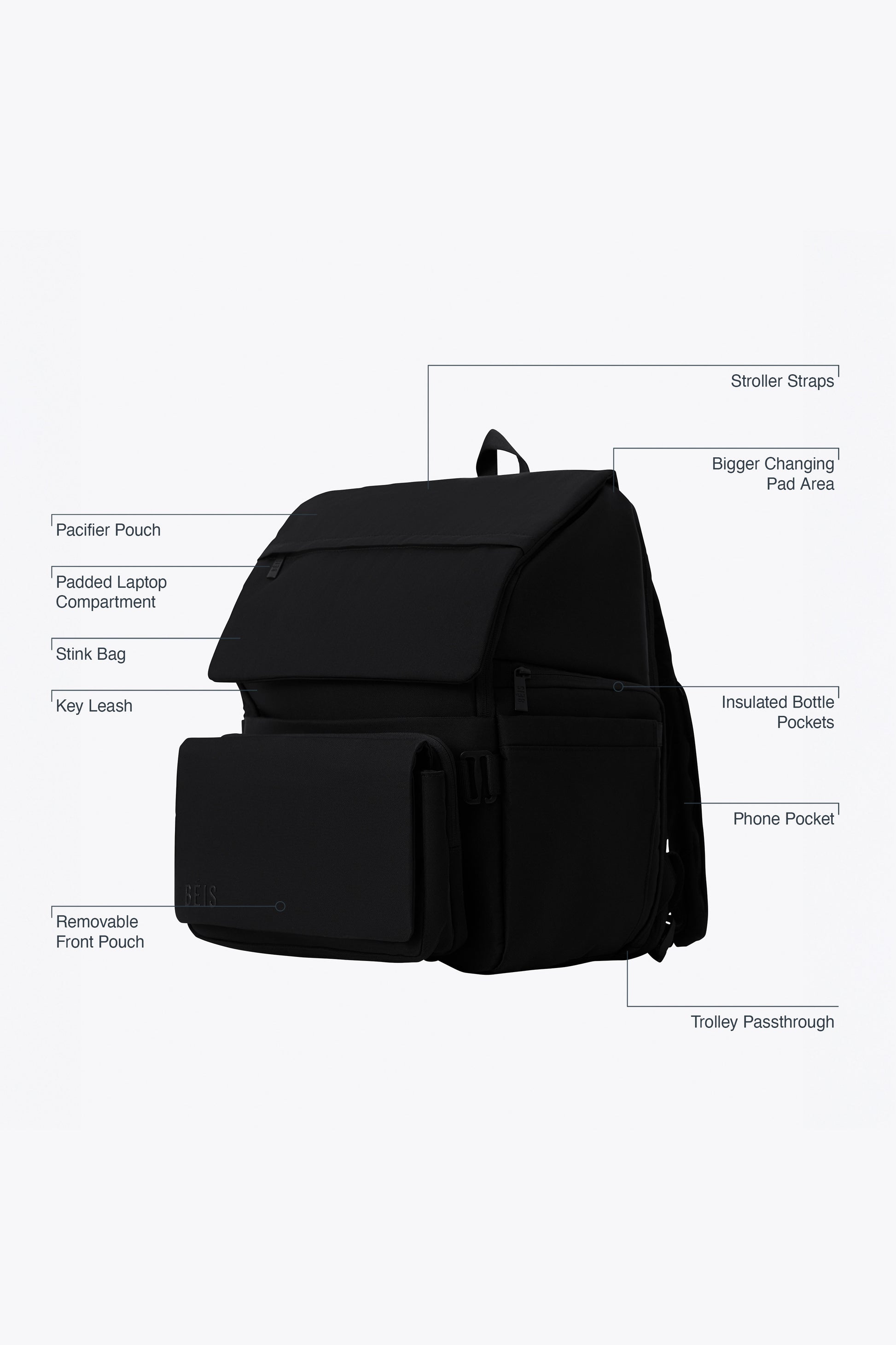 béis travel béis 'the ultimate diaper backpack BÉIS 'The Ultimate Diaper Backpack' in Black