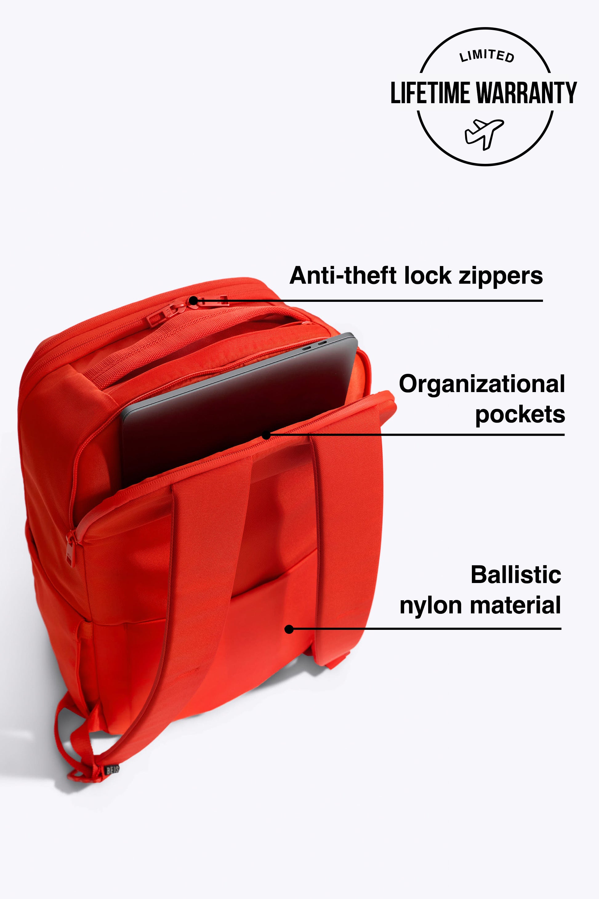 best european mini backpack company BÉIS 'The Pro Travel Backpack' in Flame