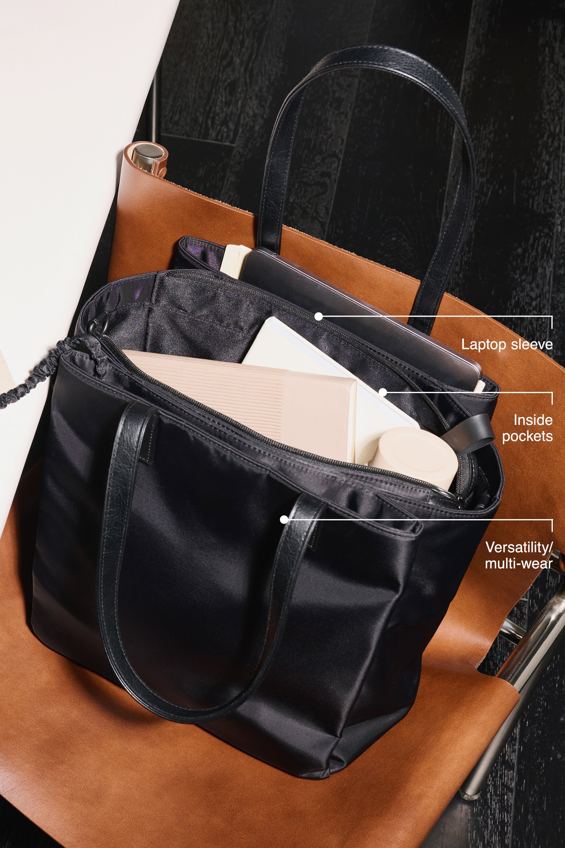 Fashion Commuter Tote Bag Black/Multi Leather