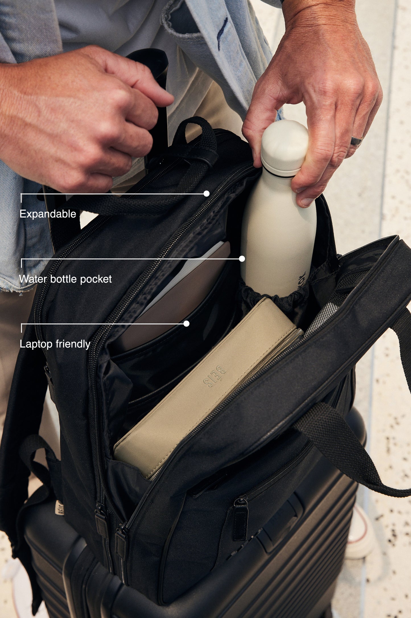beis travel backpack black BÉIS 'The Expandable Backpack' in Black