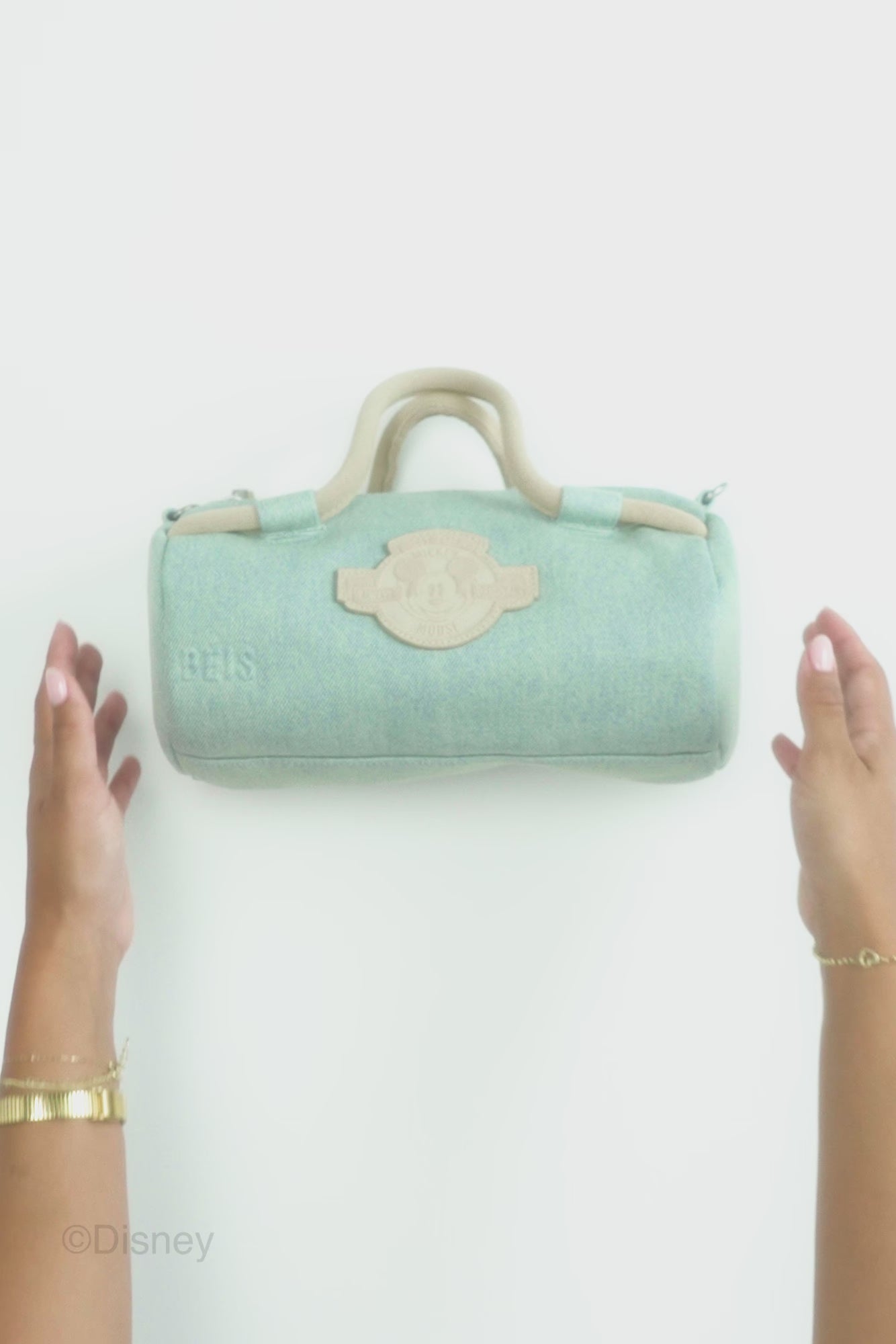 BÉIS 'The Disney Small Duffle' in Blue Jeans - Blue Small Disney
