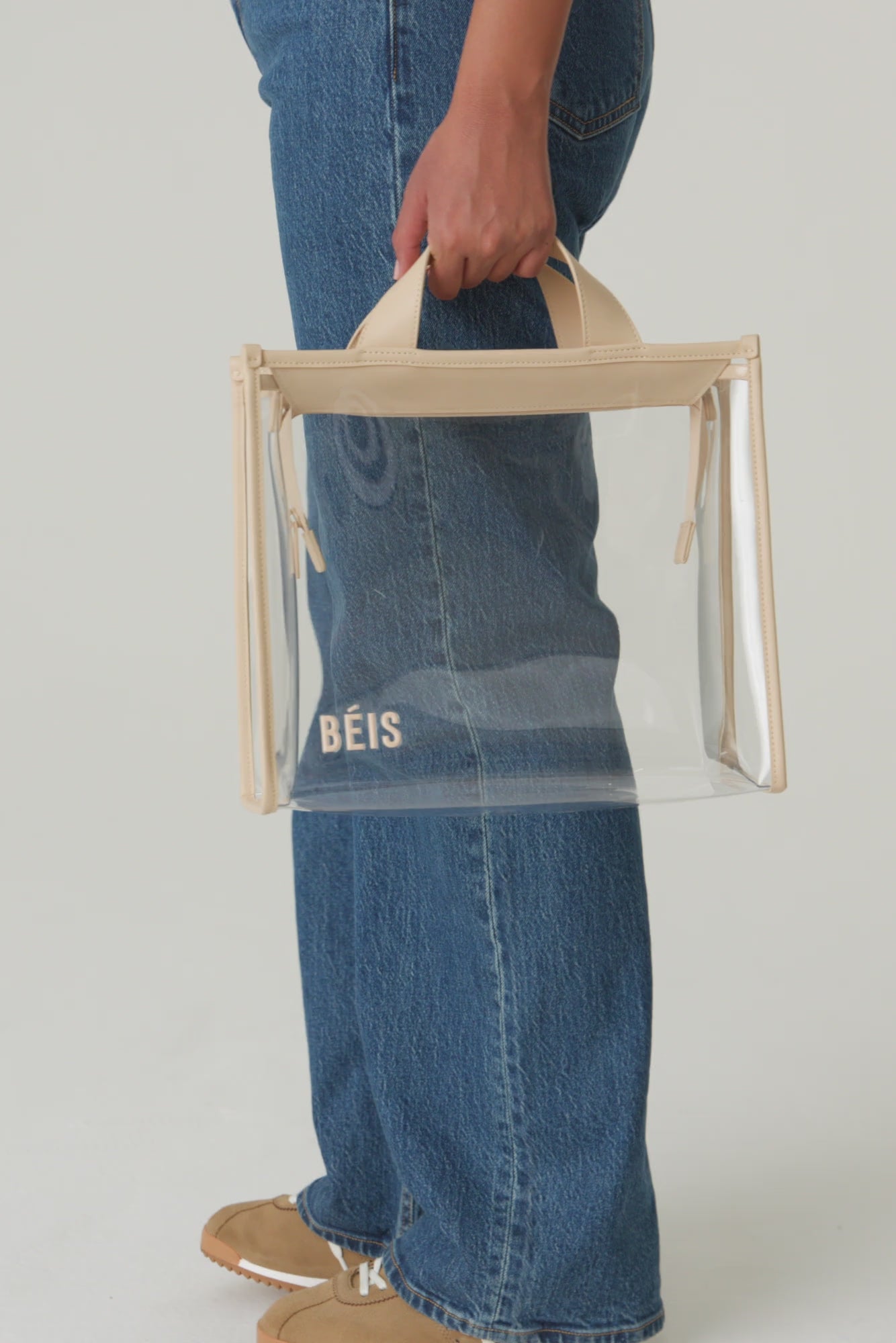 BÉIS 'The Stadium Tote'' in Clear with Beige Trim - Clear Stadium