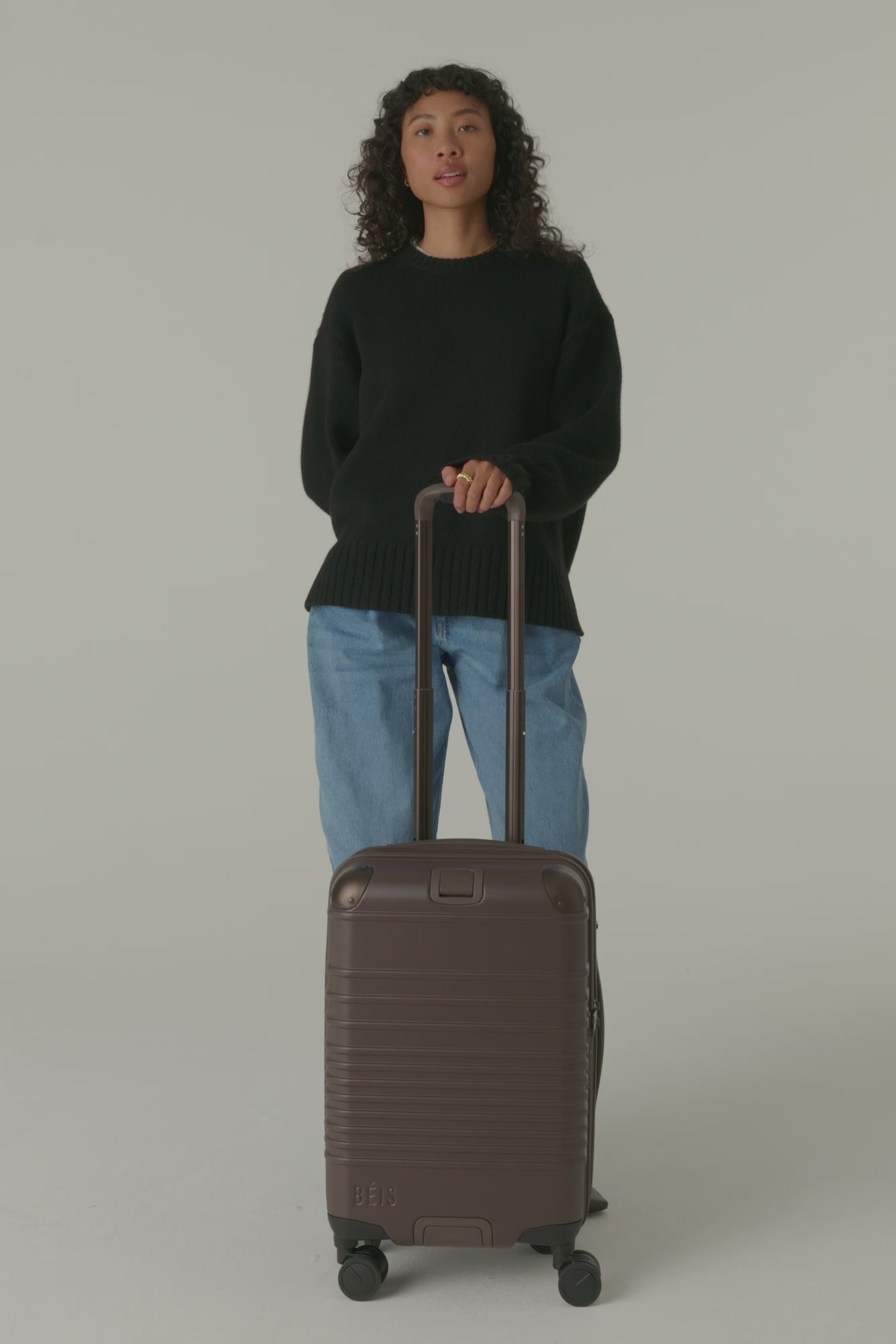 BÉIS 'The Hybrid Carry-On Roller' in Espresso - Brown Hybrid Carry