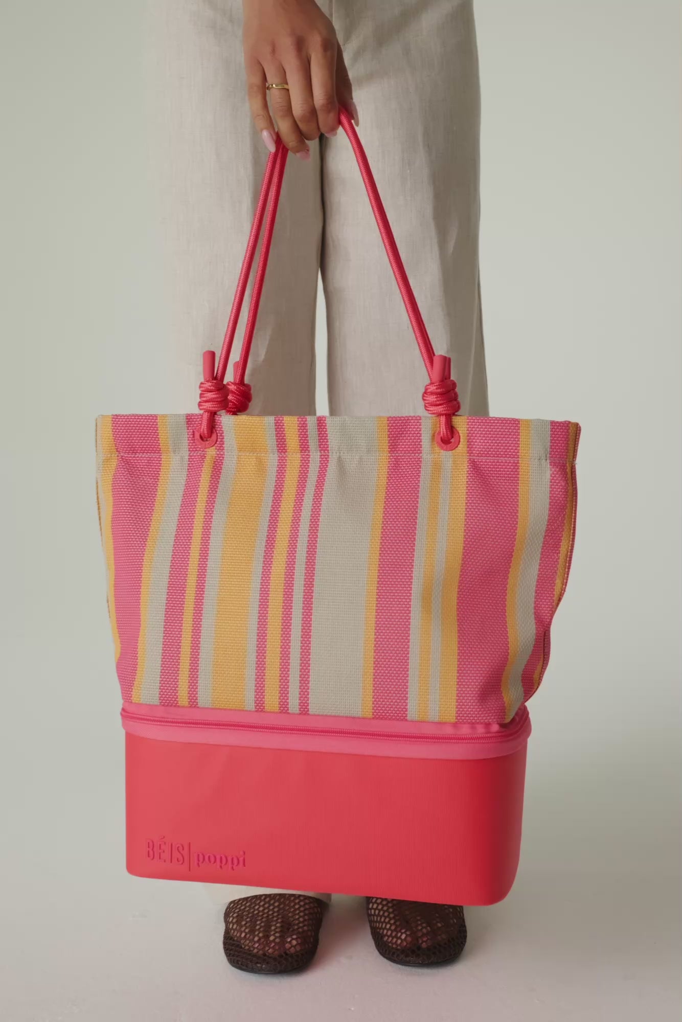 BÉIS x poppi The Cooler Tote in Juicy Stripe