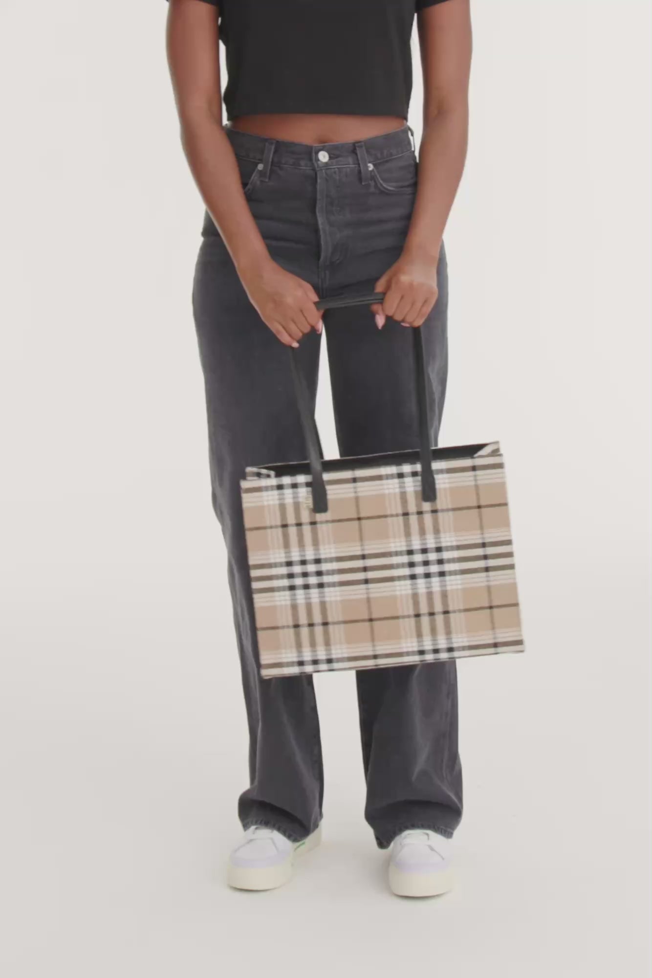 Béis 'The Work Tote' in Plaid - Small Work Bag & Laptop Bag