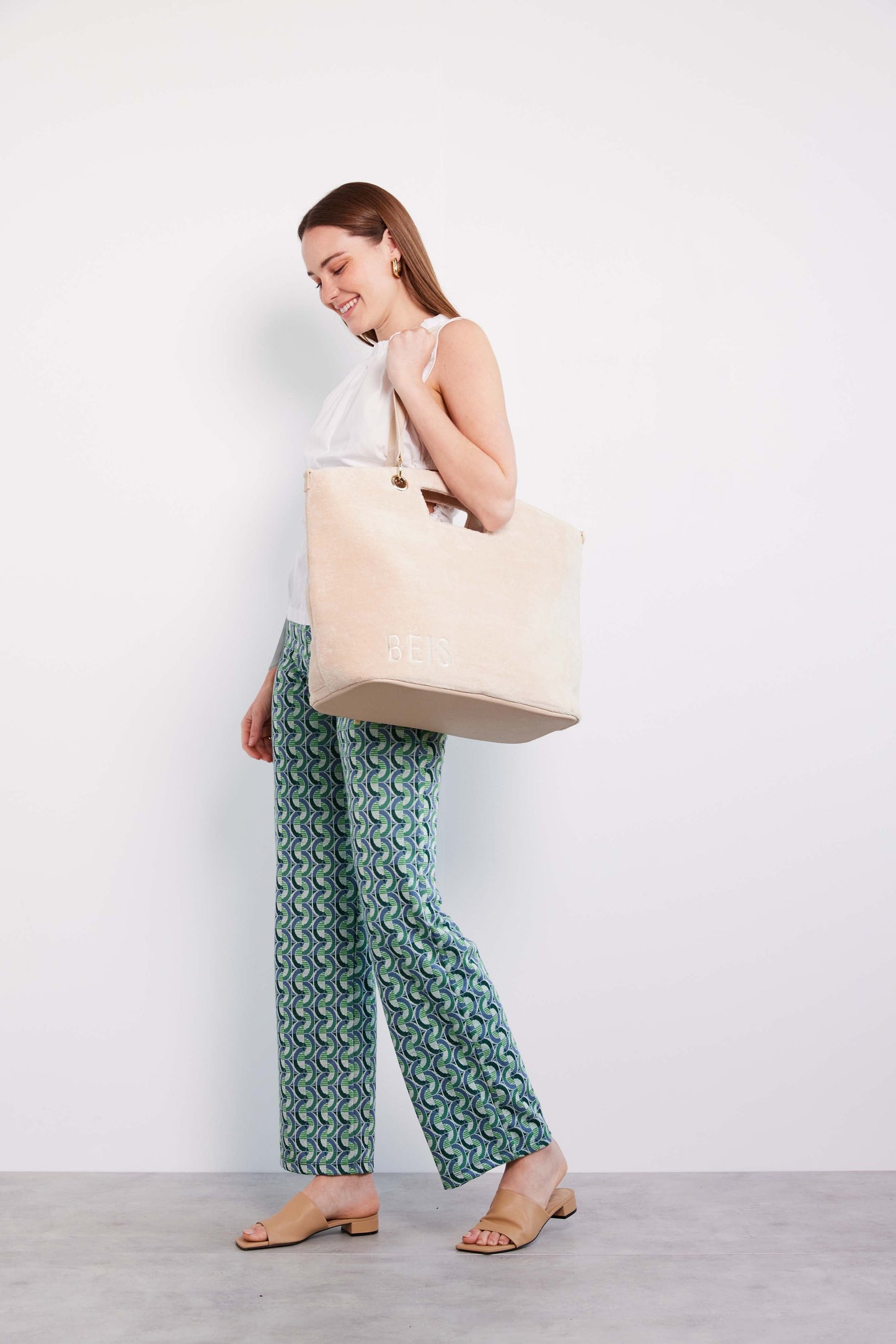 The Terry Tote in Beige