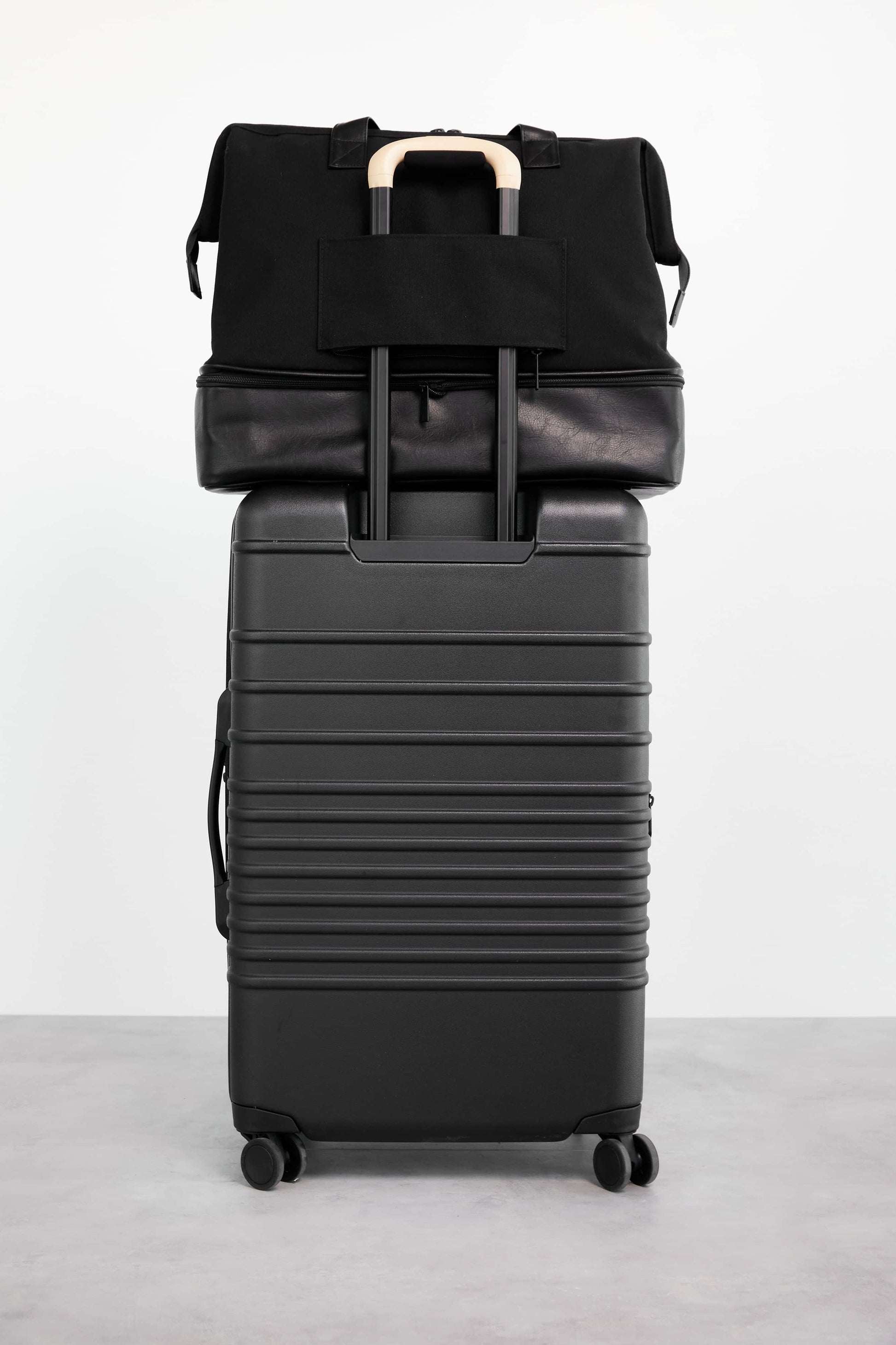 Convertible Weekender Black Back Trolley Sleeve Luggage Stack