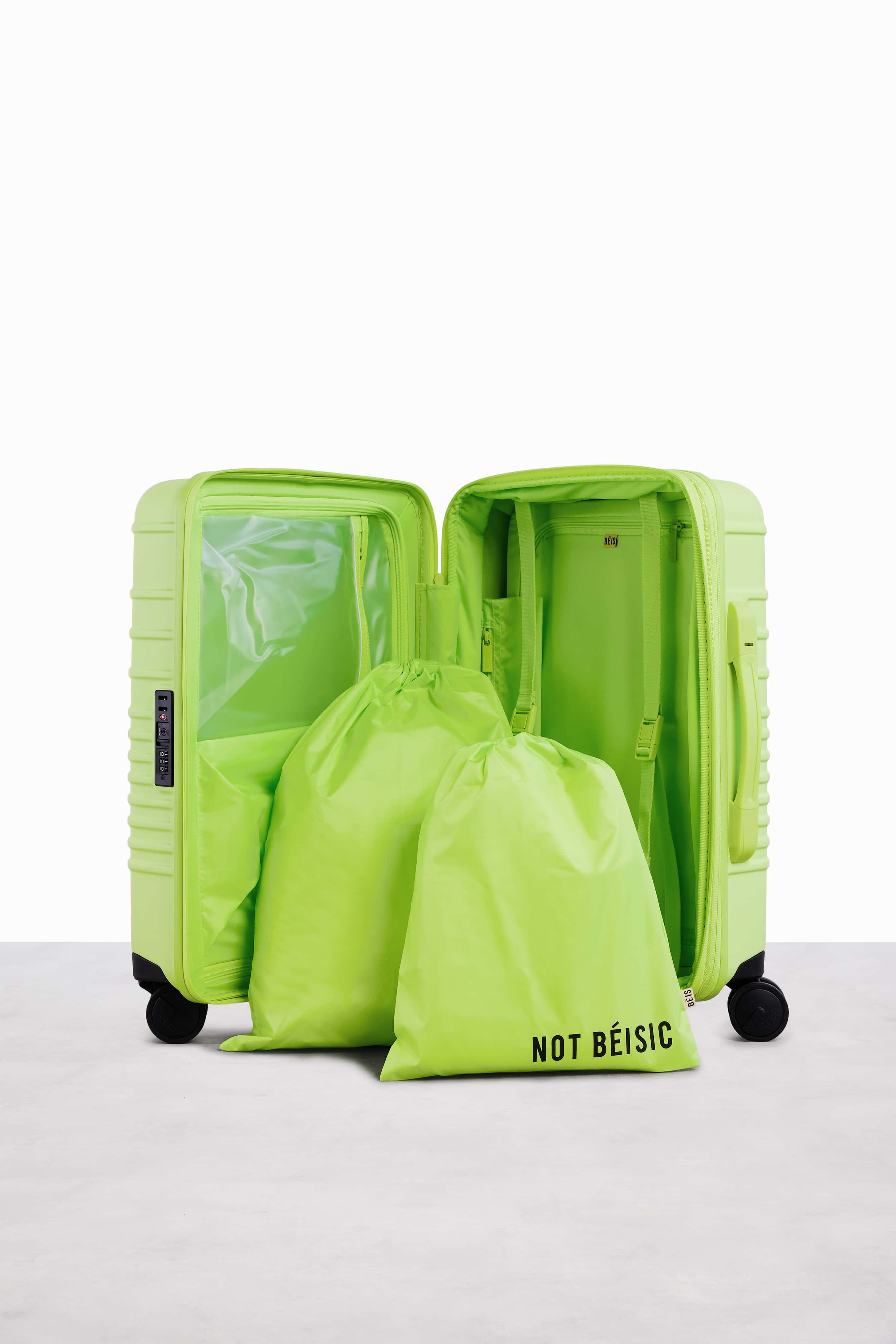 Neon store green suitcase