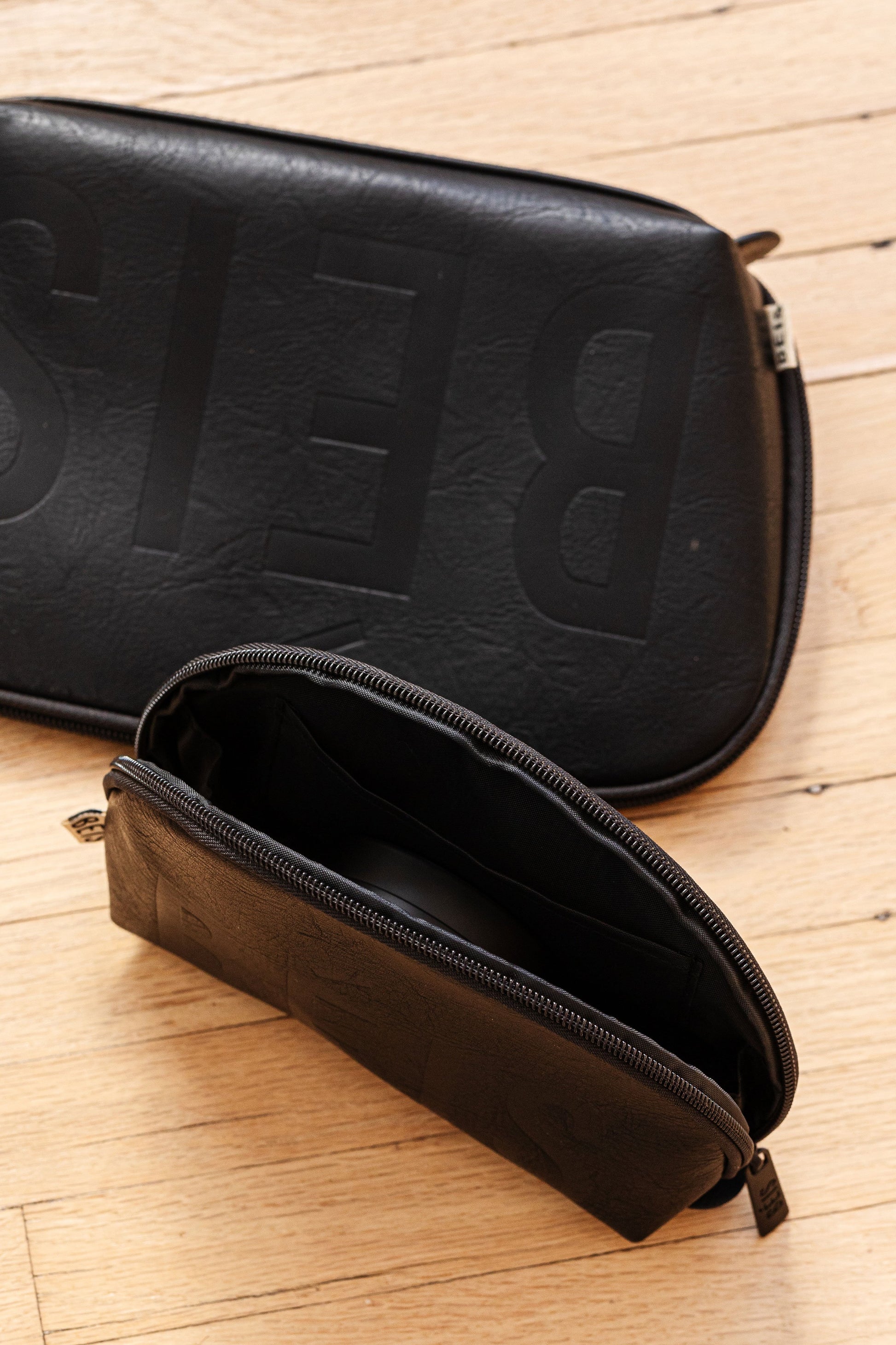 Cosmetic Pouch Set Black Front Open